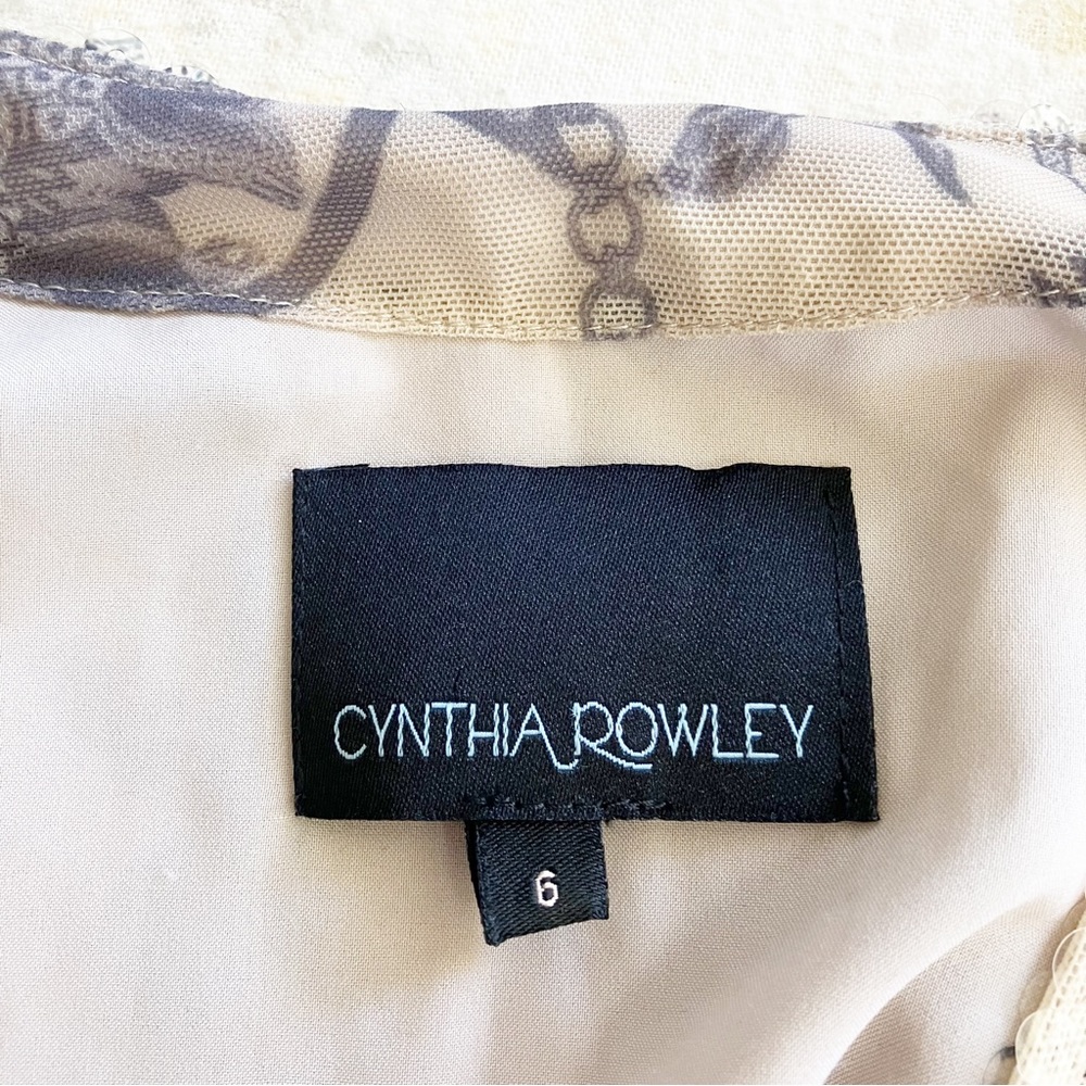 Cynthia Rowley Malia Long Sleeve Sequin Dress Size 6 V Neck Floral Pattern Mini - Picture 4 of 11